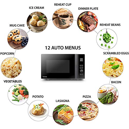 Toshiba 800w 20L Microwave Oven with 12 Cooking Presets, Upgraded Easy-Clean Enamel Cavity, Weight/Time Defrost, and Turntable with Position Memory Function - Black - MV-AM20T(BK)