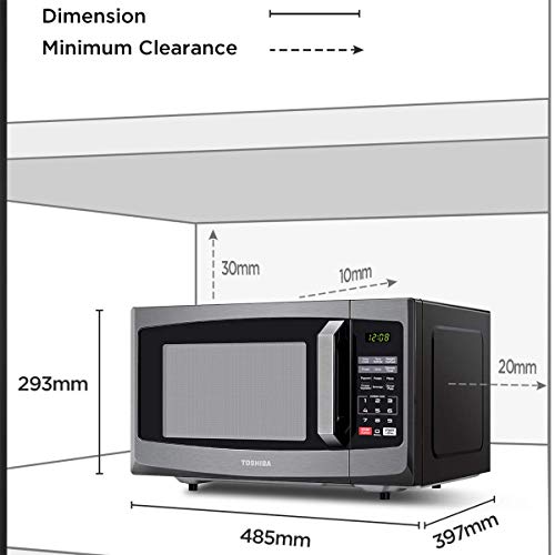 Toshiba 800w 23L Microwave Oven with Digital Display, Auto Defrost, One-touch Express Cook with 6 Pre-Programmed Auto Cook, and Easy Clean - Black - ML-EM23P(BS)