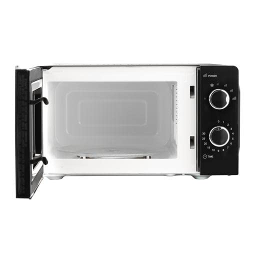 Geepas 700 W Solo Manual Microwave – 20L Solo Microwave Oven with 5 Power Levels - Reheating, Defrost Function & 30 Minute Timer - 2 Rotary Dials, Easy Clean - Oven for Standard Size of Dinner Plate
