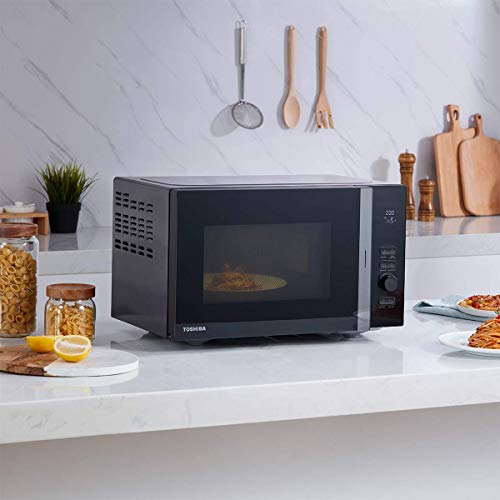 Toshiba 800w 20L Microwave Oven with 12 Cooking Presets, Upgraded Easy-Clean Enamel Cavity, Weight/Time Defrost, and Turntable with Position Memory Function - Black - MV-AM20T(BK)