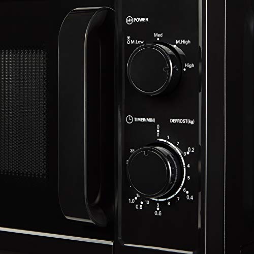 Cookology CMAFS20LBK Freestanding 800W Microwave, 20 Litre Capacity with 25cm Turntable, Features 5 Cooking Power Levels, Quick Defrost Setting and Dial Timer - in Black