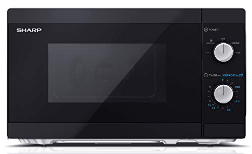SHARP YC-MS01U-B 800W Solo Microwave Oven with 20 L Capacity, 5 Power Levels & Defrost Function – Black