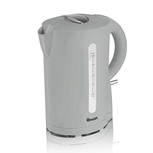 Swan Grey 1.7L Jug Kettle, Lightweight, Cordless Design, 1850-2200W, Rapid and Quiet Boil, SK18121GRYN