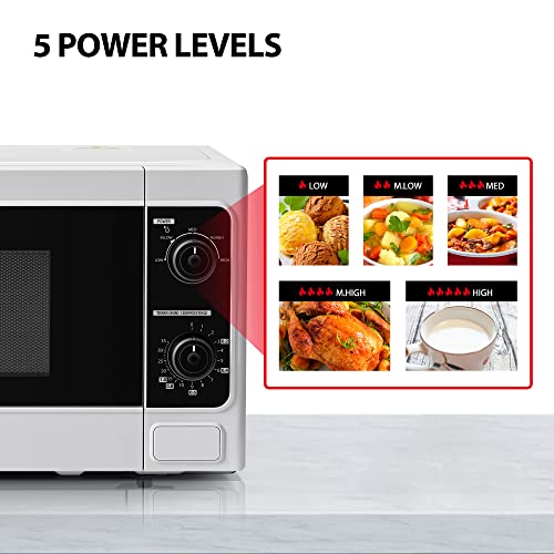 Toshiba 800w 20L Microwave Oven with Function Defrost and 5 Power Levels, Stylish Design – White - MM-MM20P(WH)
