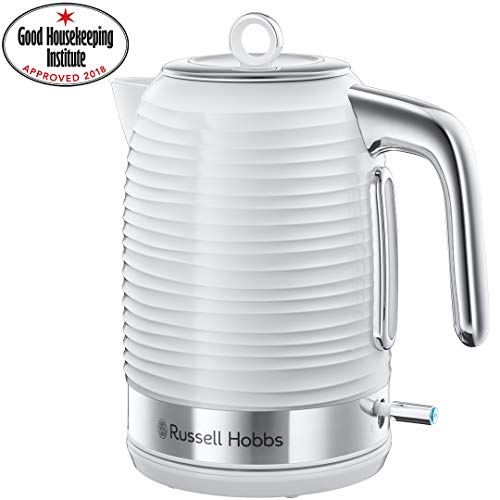 Russell Hobbs Inspire White Kettle and Toaster Set, 1.7 Litre Cordless Electric Kettle and Four Slice Toaster