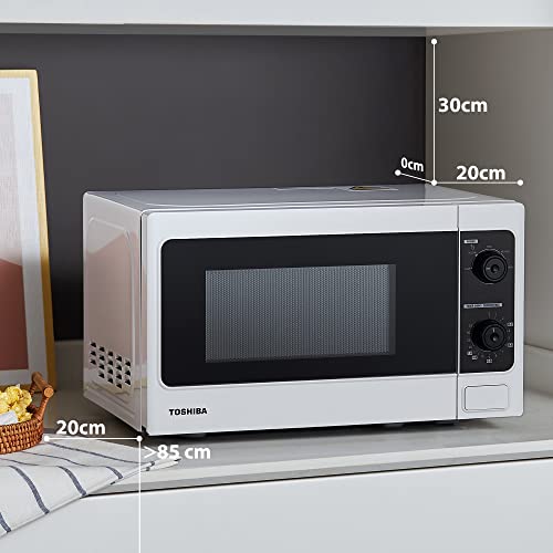 Toshiba 800w 20L Microwave Oven with Function Defrost and 5 Power Levels, Stylish Design – White - MM-MM20P(WH)