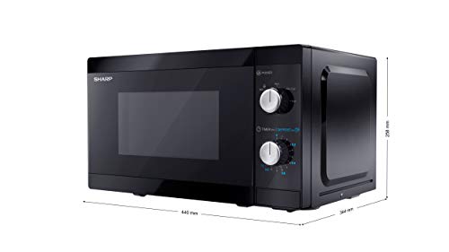 SHARP YC-MS01U-B 800W Solo Microwave Oven with 20 L Capacity, 5 Power Levels & Defrost Function – Black
