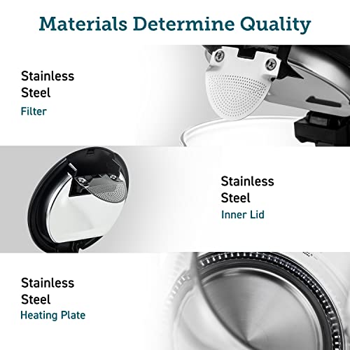 COSORI Electric Kettle Glass, Fast Boil Quiet, 3000W 1.5L with Blue LED, Stainless Steel Filter, Boil-Dry Protection, Black, BPA Free