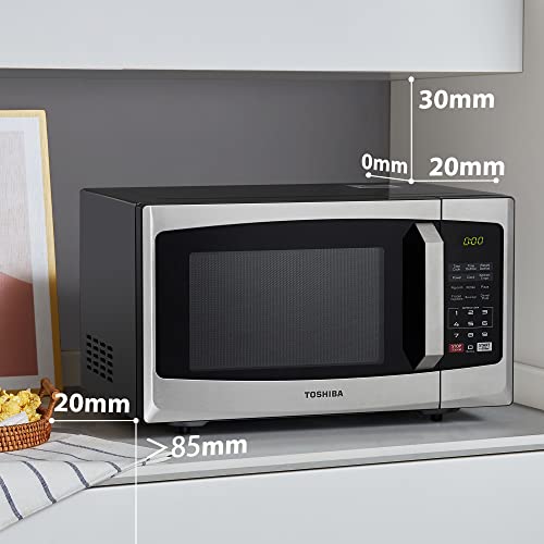 Toshiba 800w 23L Microwave Oven with Digital Display, Auto Defrost, One-Touch Express Cook, 6 Pre-Programmed Auto Cook Settings, and Easy Clean - Stainless Steel - ML-EM23P(SS)