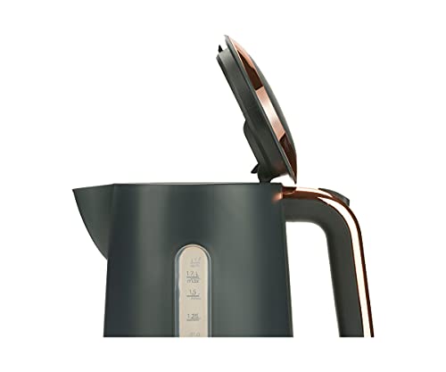 Kenwood Abbey Lux Water Kettle, 360° Swivel Base, Fast Boiling, Removable Filter, Water Capacity 1.7L, ZJP05.C0DG, 3000W, Dark Grey with Rose Gold