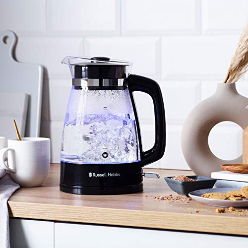 Russell Hobbs 26080 Hourglass Cordless Electric Glass Kettle - Artisan Inspired Design, 1.7 Litre, 3000 Watt