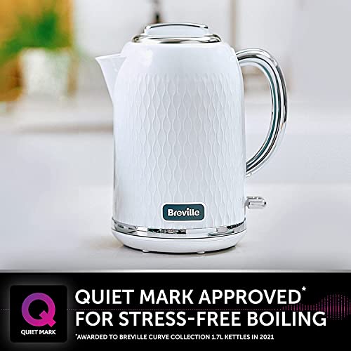 Breville Curve White Electric Kettle | 1.7L | 3KW Fast Boil | White & Chrome [VKT117]