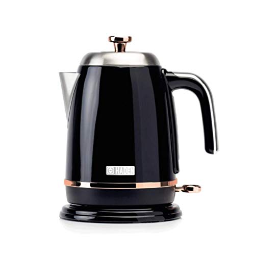 Haden Salcombe Black Kettle - Energy Efficient Electric Kettle - 3000W Fast Boil Kettle - Boil Dry Protection - 1.7 Litre Capacity - 360° Cordless Kettle - Painted Stainless Steel Kettle