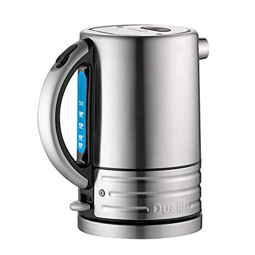 Dualit Architect Kettle | 1.5 L 2.3 KW Stainless Steel | Rapid Boil and Patented Pure Pour Non-Drip Spout | Measuring Window with Cup Level Indicators | 72905, Black Trim Brushed Body