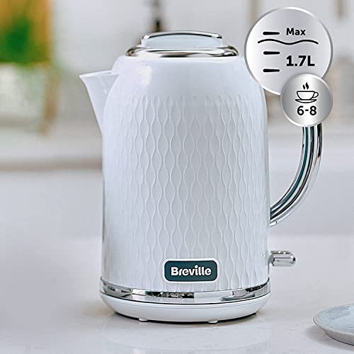 Breville Curve White Electric Kettle | 1.7L | 3KW Fast Boil | White & Chrome [VKT117]
