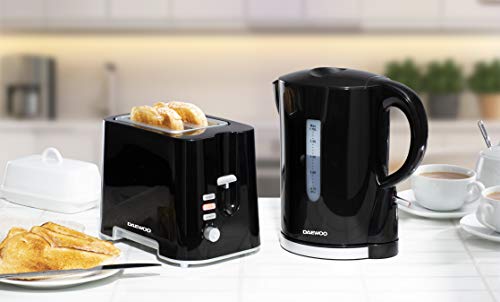 Daewoo Plastic Chrome Kettle, 1.7 Litres, Fast Boil, Lightweight, Easy Clean - Black