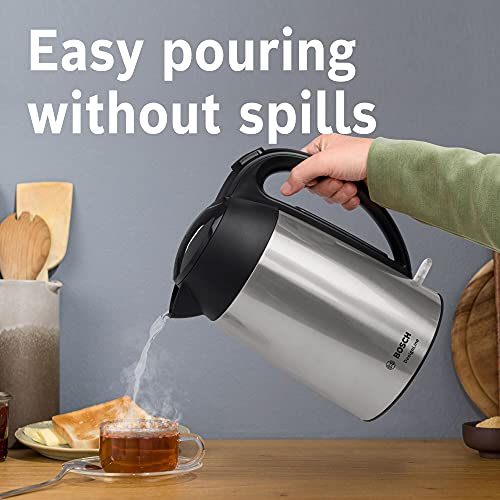 Bosch DesignLine TWK3P420GB Stainless Steel Cordless Kettle, 1.7 Litres, 3000W - Silver & Black