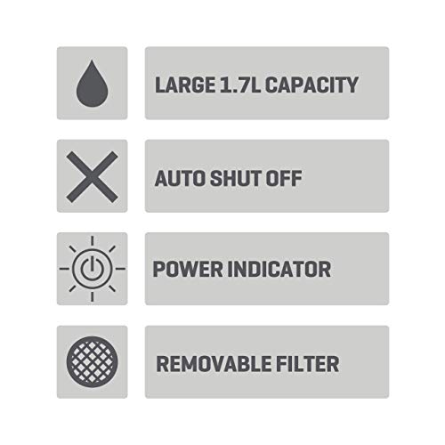 Daewoo Plastic Chrome Kettle, 1.7 Litres, Fast Boil, Lightweight, Easy Clean - Black