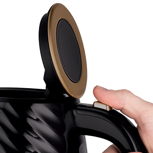 Russell Hobbs 26380 Groove Electric Kettle, Textured Fast Boil Energy Efficient Cordless Kettle with Perfect Pour, 1.7 Litre, 3000 Watts, Black