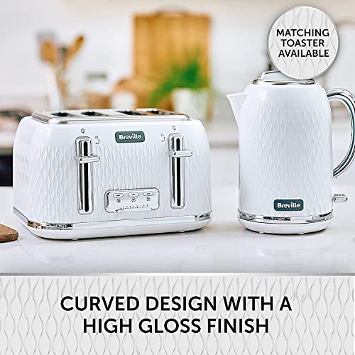 Breville Curve White Electric Kettle | 1.7L | 3KW Fast Boil | White & Chrome [VKT117]