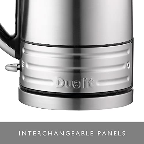 Dualit Architect Kettle | 1.5 L 2.3 KW Stainless Steel | Rapid Boil and Patented Pure Pour Non-Drip Spout | Measuring Window with Cup Level Indicators | 72905, Black Trim Brushed Body