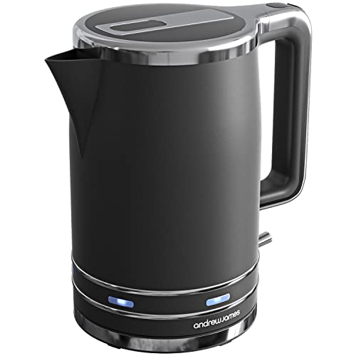 Andrew James Lumiglo Kettle | Electric Cordless Fast Boil Illuminated Jug Kettle | Reusable Filter with Flip Top Lid | Matt Black with Blue LEDs | 3000W
