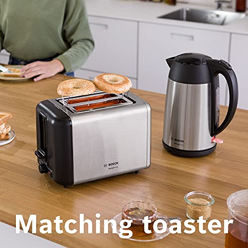 Bosch DesignLine TWK3P420GB Stainless Steel Cordless Kettle, 1.7 Litres, 3000W - Silver & Black