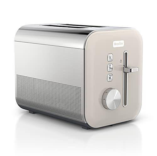 Breville High Gloss 2-Slice Toaster with High-Lift & Wide Slots | Cream & Stainless Steel [VTT967]