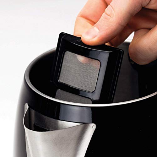 Haden Salcombe Black Kettle - Energy Efficient Electric Kettle - 3000W Fast Boil Kettle - Boil Dry Protection - 1.7 Litre Capacity - 360° Cordless Kettle - Painted Stainless Steel Kettle