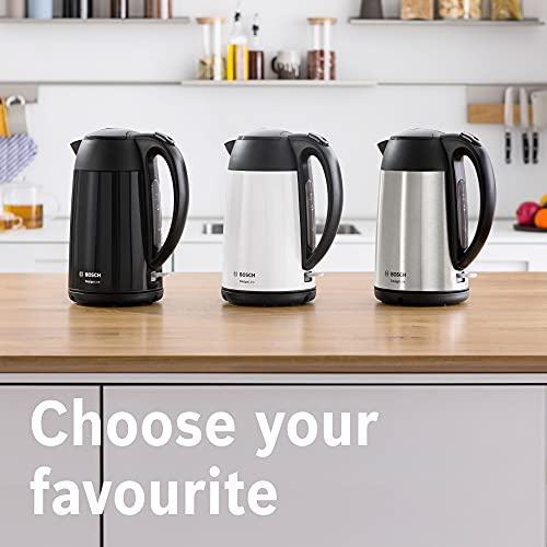 Bosch DesignLine TWK3P420GB Stainless Steel Cordless Kettle, 1.7 Litres, 3000W - Silver & Black