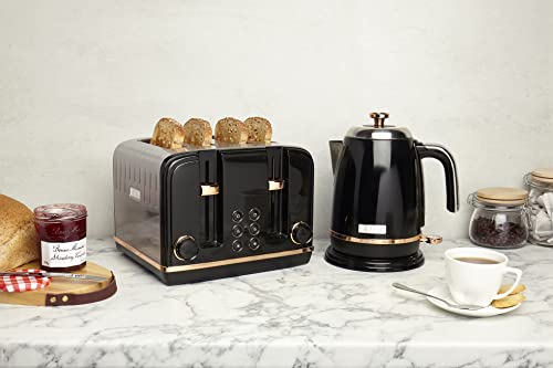 Haden Salcombe Black Kettle - Energy Efficient Electric Kettle - 3000W Fast Boil Kettle - Boil Dry Protection - 1.7 Litre Capacity - 360° Cordless Kettle - Painted Stainless Steel Kettle