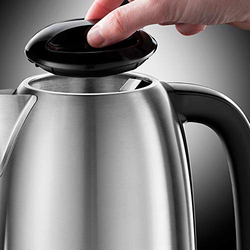 Russell Hobbs 23910 Adventure Brushed Stainless Steel Electric Kettle, Open Handle, 3000 W, 1.7 Litre, Brushed Steel