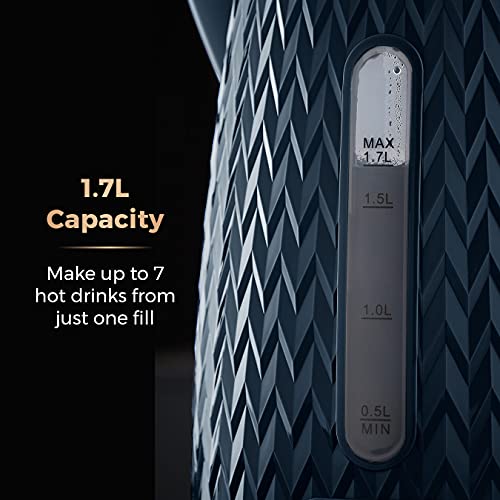 Tower T10052MNB Empire 1.7 Litre Kettle with Rapid Boil, Removable Filter, 3000 W, Midnight Blue with Brass Accents