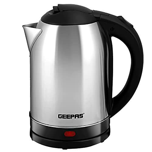 Geepas Electric Kettle, 1500W | Stainless Steel Cordless Kettle | Boil Dry Protection & Auto Shut Off | 1.8L Jug Kettle for Hot Water Tea or Coffee | Swivel Base with Auto Lid Open, Light Indicator