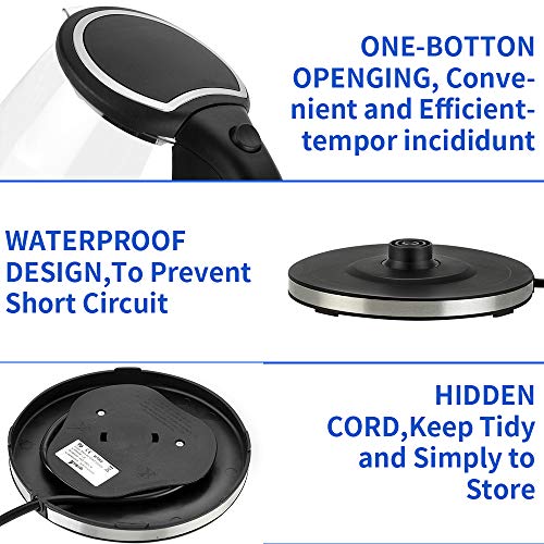 Bonnlo Multi-Use Electric Glass Kettle, 1.8L 2200W Electric Kettle Rapid Boiler Hot Water Kettle w/Automatic Shut Off, Boil Dry Protection & LED Lighting for Soup, Tea, Coffee and More