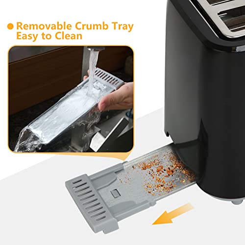 Aigostar 2-Slice Toaster, 750W, 7 Variable Browning Settings, Defrost, Reheat and Cancel Functions, Auto Shut-Off, Black, BPA Free - Warrior 30KHK.