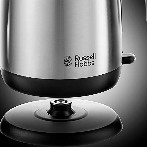 Russell Hobbs 23910 Adventure Brushed Stainless Steel Electric Kettle, Open Handle, 3000 W, 1.7 Litre, Brushed Steel
