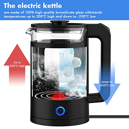 Electric Kettle, Easy to clean Limescale Inner liner Hot Water Boiler ，1.5L Glass Tea Kettle with Blue LED,Quick Boiling BPA-Free,Borosilicate Shell, Auto Shut-Off and Boil-Dry Protection