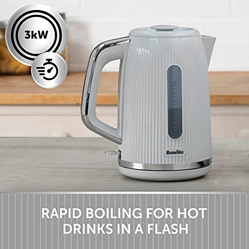 Breville Bold Ice Grey Electric Kettle | 1.7L | 3kW Fast Boil | Grey & Silver Chrome [VKT222]