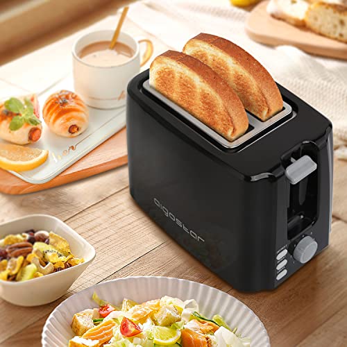 Aigostar 2-Slice Toaster, 750W, 7 Variable Browning Settings, Defrost, Reheat and Cancel Functions, Auto Shut-Off, Black, BPA Free - Warrior 30KHK.