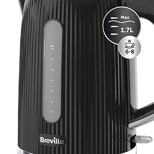 Breville Bold Black Electric Kettle | 1.7L | 3kW Fast Boil | Black & Silver Chrome [VKT221]