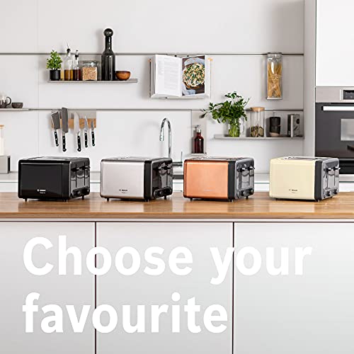 Bosch DesignLine Plus TAT4P443GB 4 Slot Stainless Steel Toaster with variable controls - Black