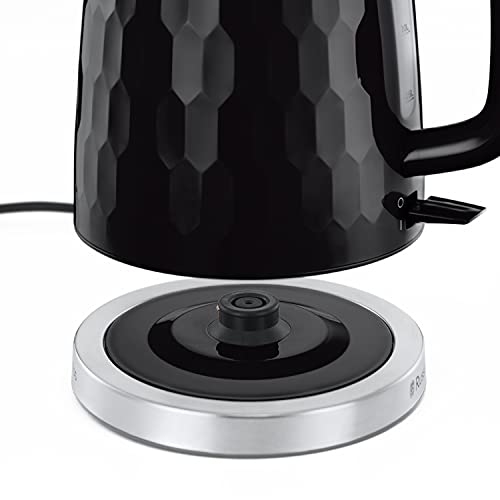 Russell Hobbs 26051 Cordless Electric Kettle - Contemporary Honeycomb Design with Fast Boil and Boil Dry Protection, 1.7 Litre, 3000 W, Black