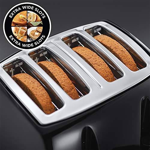 Russell Hobbs 21651 Textures 4-Slice Toaster 21651-Black, Plastic, Black