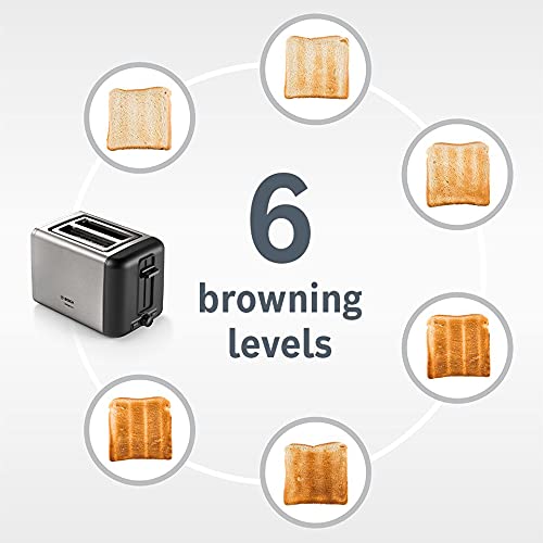 Bosch DesignLine Plus TAT4P443GB 4 Slot Stainless Steel Toaster with variable controls - Black