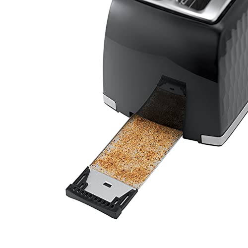 Russell Hobbs 26061 2 Slice Toaster - Contemporary Honeycomb Design with Extra Wide Slots and High Lift Feature, Black