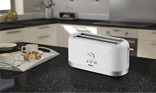 Swan 4 Slice Toaster, White, Variable Browning Control and Extra Long Slot: 25mm x 250mm, 1200W-1400W, ST10091N