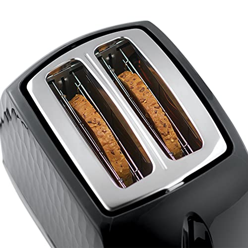 Russell Hobbs 26061 2 Slice Toaster - Contemporary Honeycomb Design with Extra Wide Slots and High Lift Feature, Black