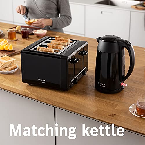 Bosch DesignLine Plus TAT4P443GB 4 Slot Stainless Steel Toaster with variable controls - Black