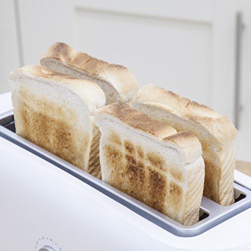 Swan 4 Slice Toaster, White, Variable Browning Control and Extra Long Slot: 25mm x 250mm, 1200W-1400W, ST10091N